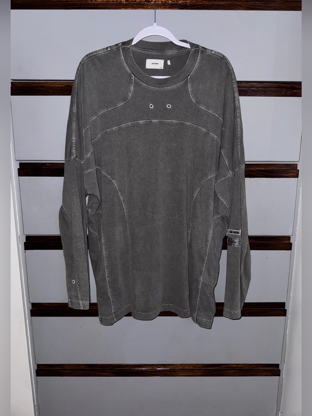 JOAH BROWN 🩶 Vintage Panel Long Sleeve Haze Cotton S/M Oversized 🪷 Pristine! - Picture 10 of 15